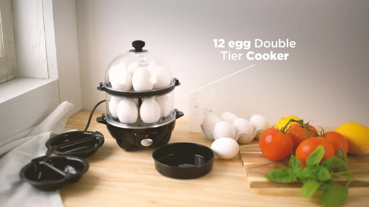 Electric Egg Boiler & Cooker with Auto Shut-Off – Single & Double Layer, Multi-Function for Hard Boiled, Soft Boiled, Scrambled, Omelette, Steamed Vegetables & Dumplings, 4 Colors