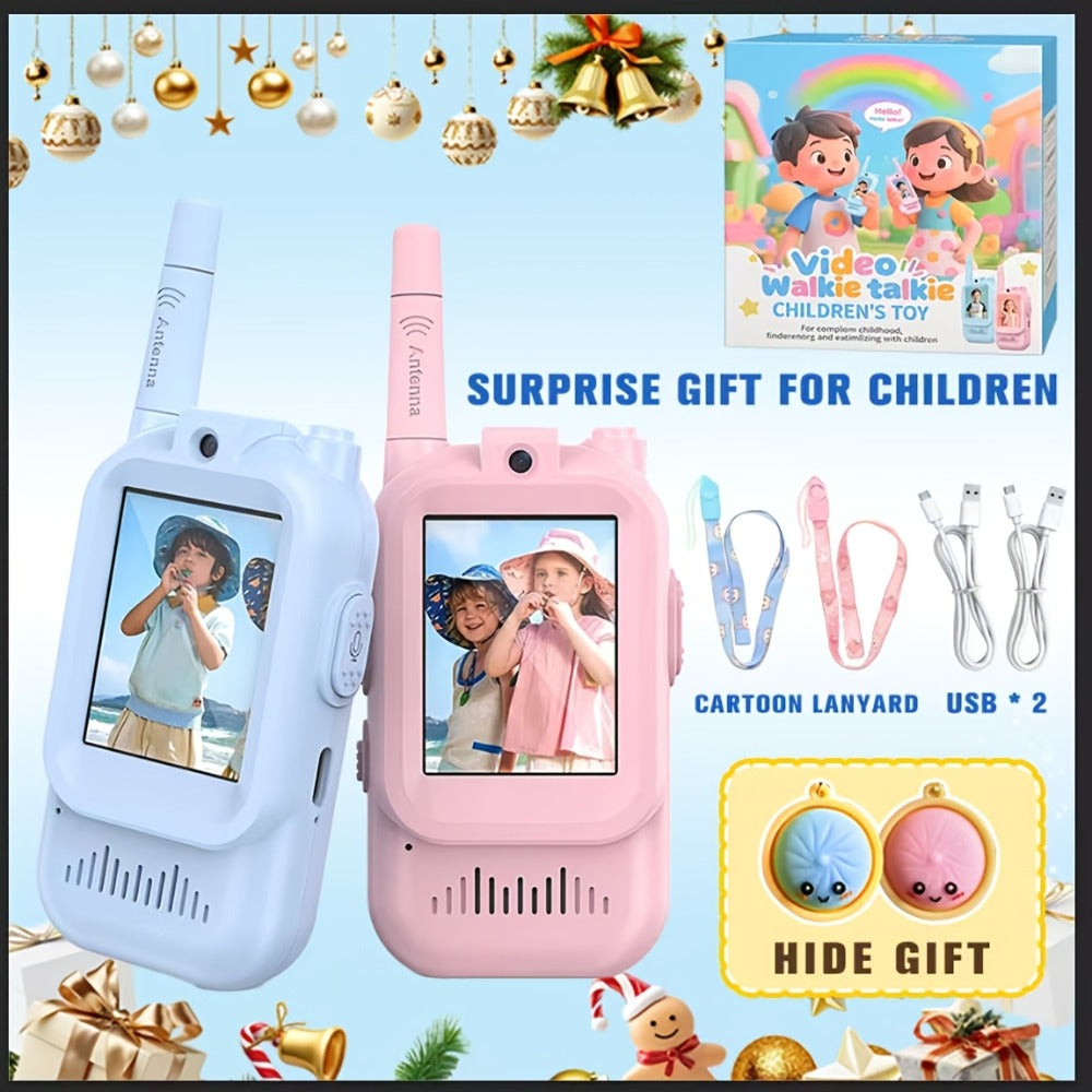 Kids Video Walkie Talkies, Blue and Pink 2-Pack with Voice Changer and Camera