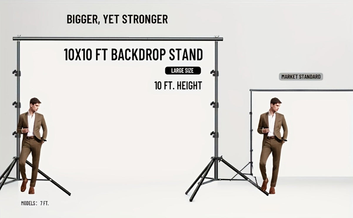 10x10Ft Heavy-Duty Backdrop Stand Kit with 2 Adjustable Support Stands 4 Crossbars 4 Clamps for Photography Video Studio Party Decoration Wedding Event Background Support System