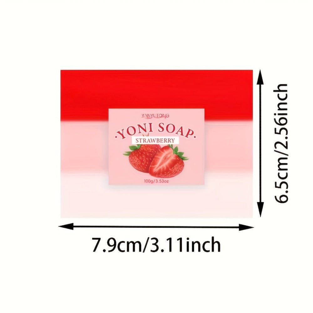 Strawberry Intimate Soap for Women 3-Pack – pH-Balanced Feminine Wash Bar for Gentle Intimate & Body Cleansing | Moisturizing Sensitive Skin Friendly Feminine Hygiene Soap | Refreshing Scent, 100g Each