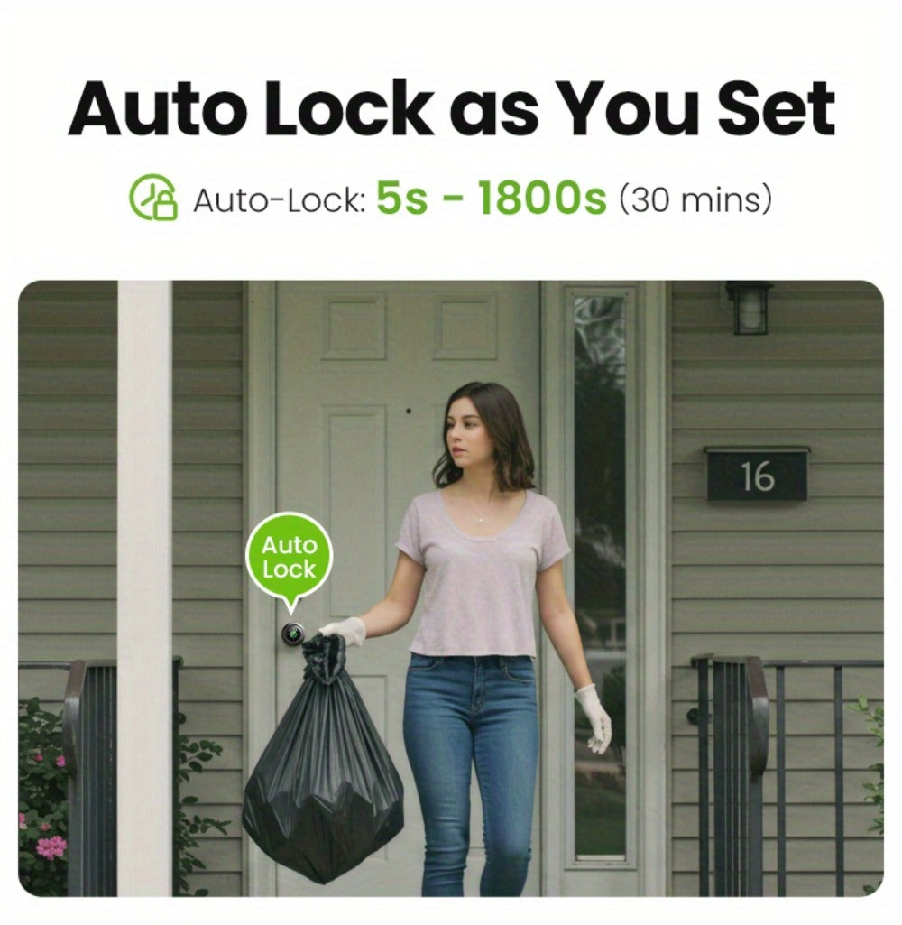 GHome KD03 PRO Smart Door Knob 4-in-1 with USB-C Charging & Gateway Remote - Fingerprint, Keypad & App, Anti-Peep, Tamper Alarm, Emergency Power, Keyless Entry, Black