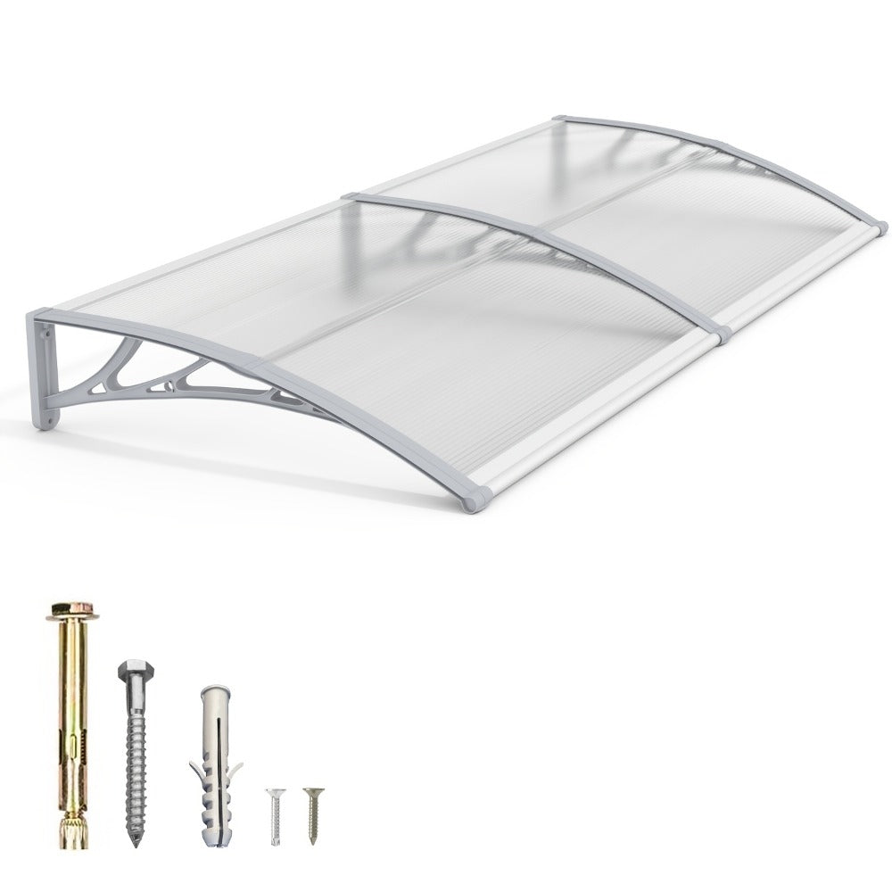 Window Awning Door Canopy Polycarbonate Overhang – UPF 50+ UV & Rain Protection, Leak-Proof Hollow Sheet, Weather-Resistant Outdoor Patio Awning for Doorways, Windows, Storefronts – Multiple Sizes & Colors