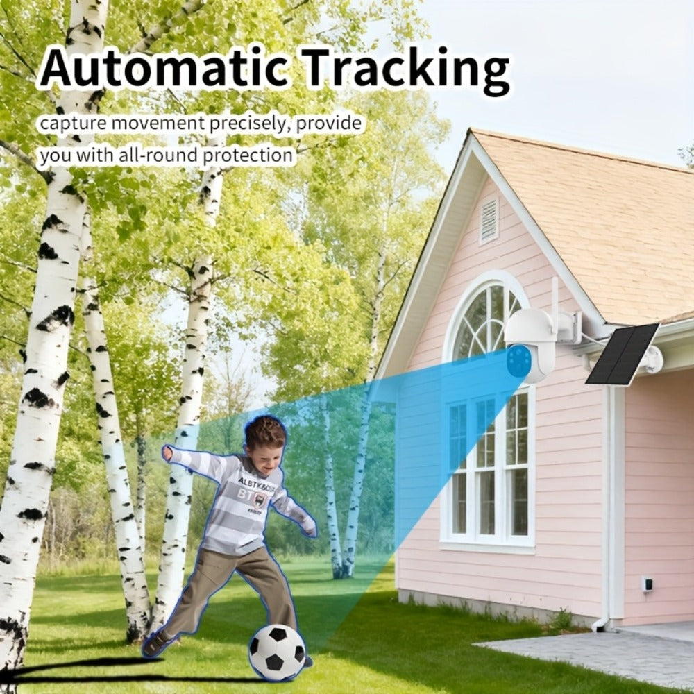 Solar Outdoor Security Camera 2 Pack with AI Human Detection – IP54 Waterproof, HD Color Night Vision, Two-Way Audio, Wireless WiFi, Wire-Free Home Surveillance System