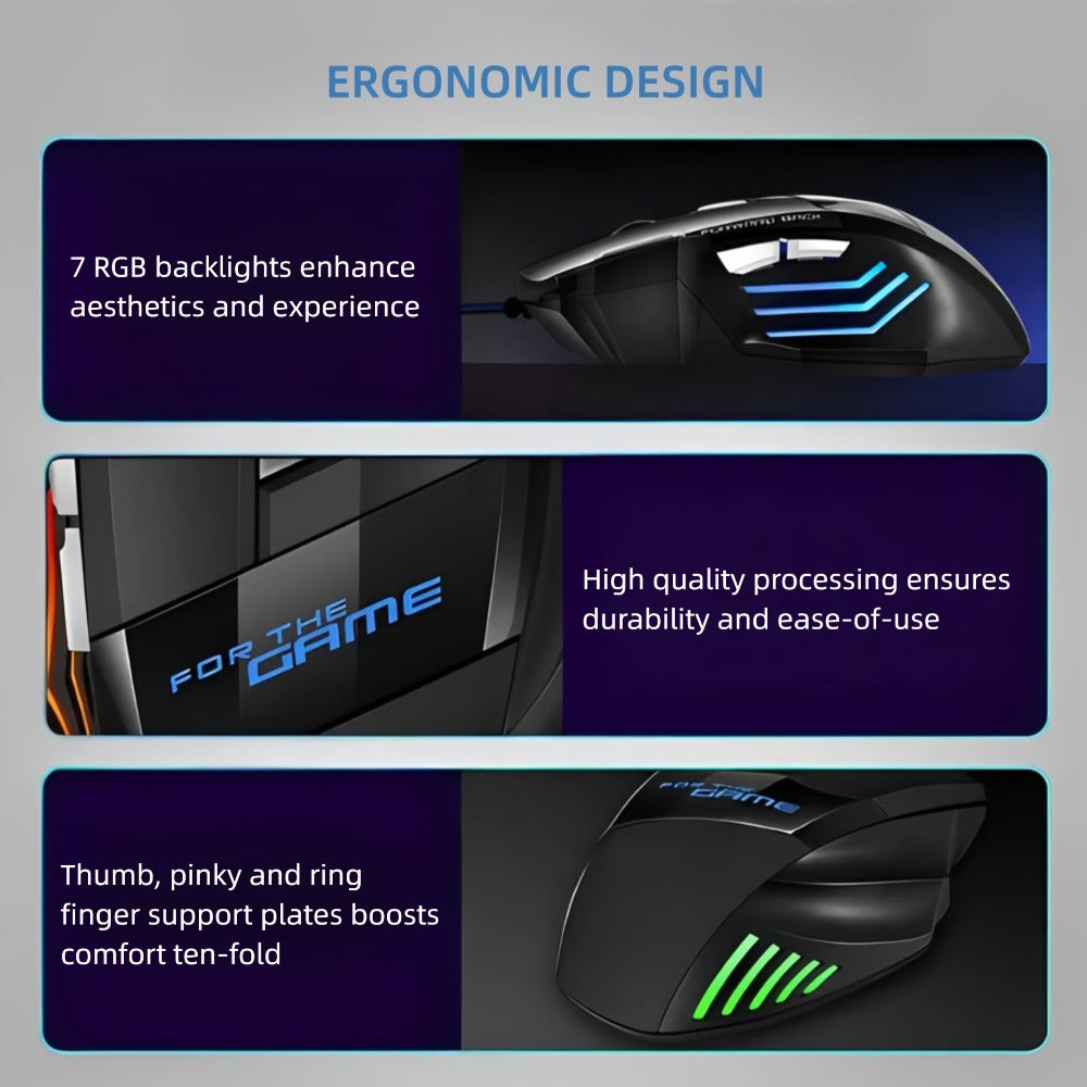 Programmable RGB Gaming Mouse Wired Ergonomic Pro-Grade with Turbo Click Multi-Mode DPI Sensitivity Dynamic RGB Lighting Forward Back Buttons USB Plug & Play for PC Laptop Mac Multiple Models