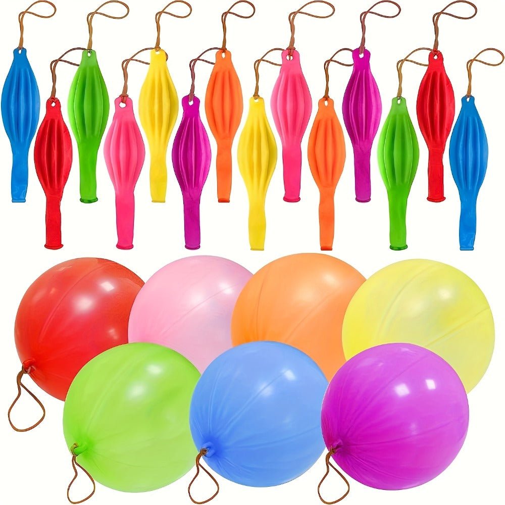Neon Punch Balloons, 48-Pack with Elastic Rubber Band Handles