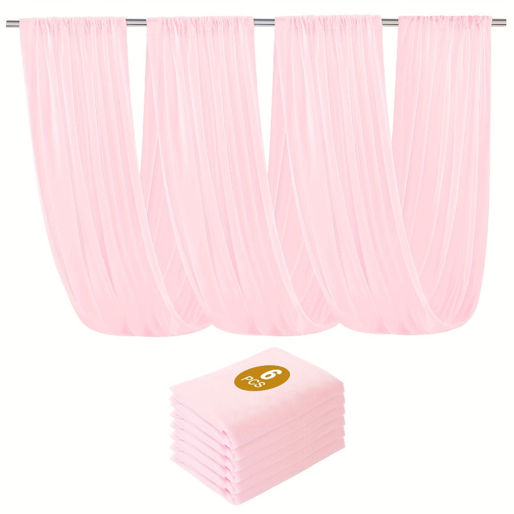 6-Pack Chiffon Ceiling Drapes for Wedding 63x118in - Sheer Polyester Backdrop Curtains with Rod Pockets for Wedding Arch, Party Stage, Photography, Ceremony & Event Decoration Swag