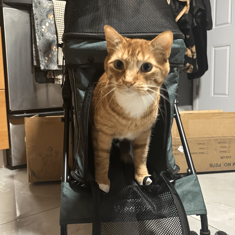 Pet Stroller for Small Dogs & Cats | Foldable Travel Dog Stroller, Portable Puppy Cat Pram with 4 Wheels, Canopy & Storage Basket, Lightweight Jogger Stroller for Pets Up to 33 lbs, 5 Colors