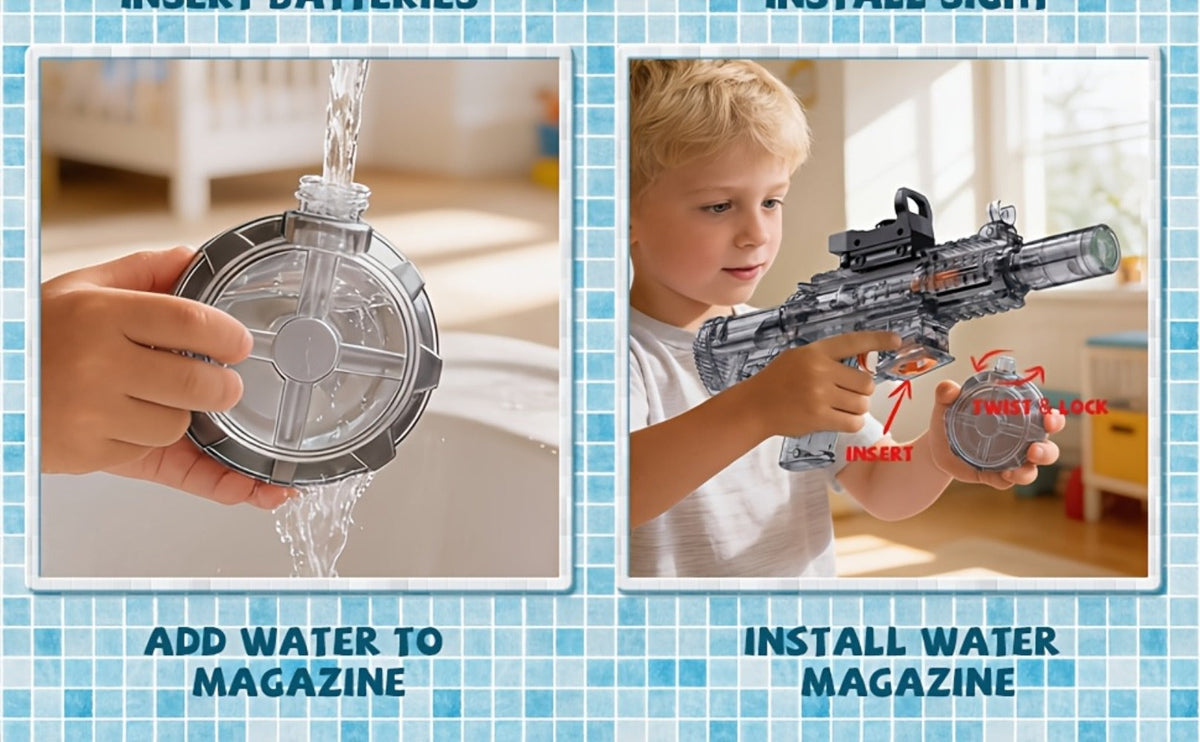Kids Sound & Light Electric Water Gun Ages 3-8 – Auto Squirt Blaster with Large Tank & LED Effects, Summer Outdoor Pool Beach Backyard Party Toy, Birthday Gift for Boys & Girls, 1pc or 2-Pack