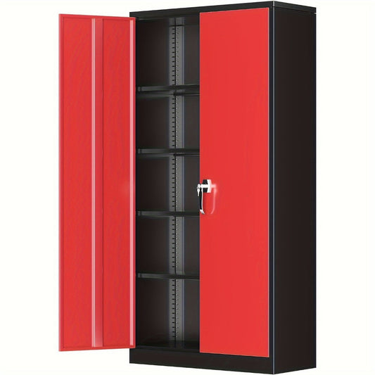 Storage Cabinet, Metal 72 Inch Locking Steel Cabinet with 2 Doors & 4 Adjustable Shelves shown in the main product view