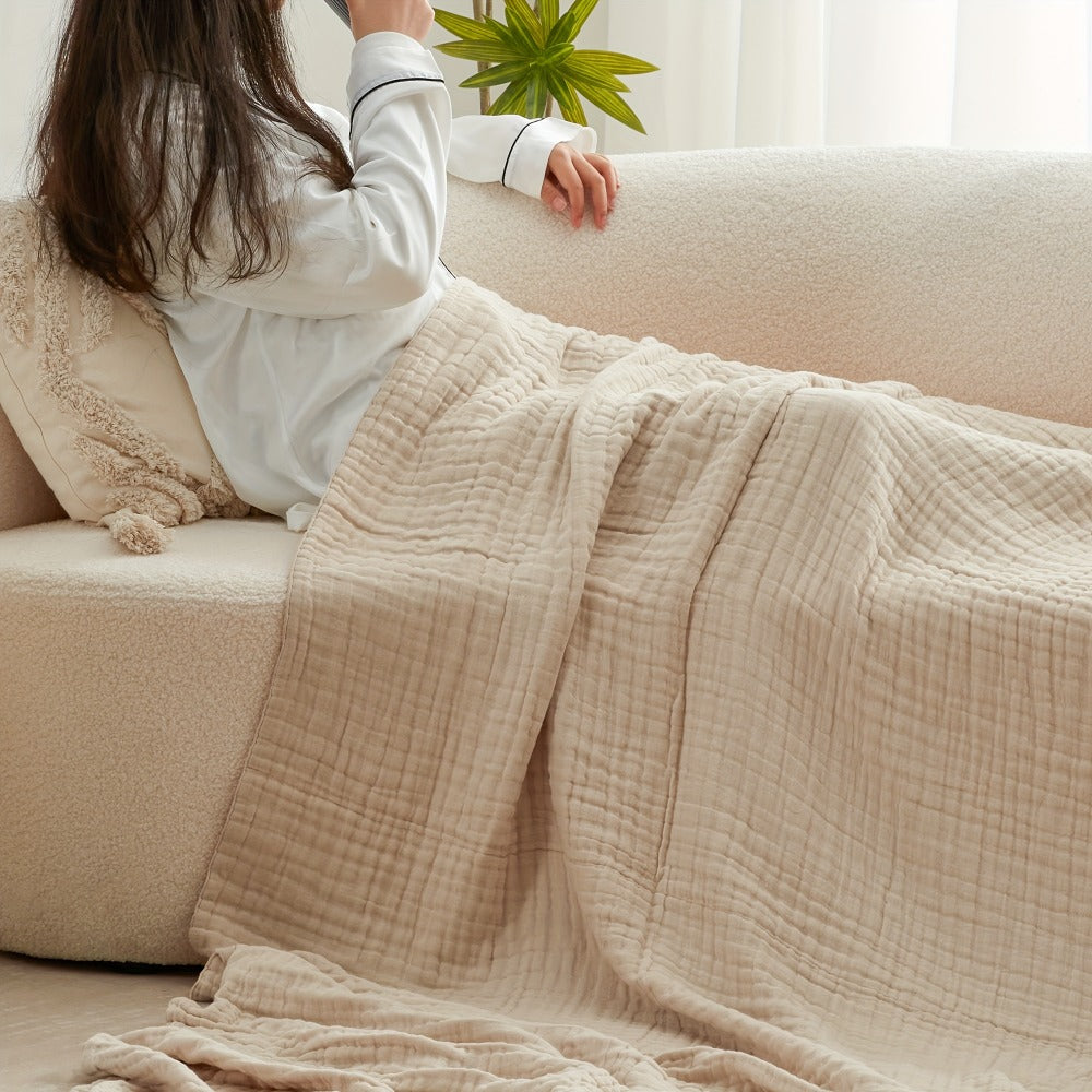 6-Layer Gauze Blanket 100% Muslin – Lightweight Breathable Cotton Throw for Couch & Bed, All Season Adult Blanket, 4 Colors