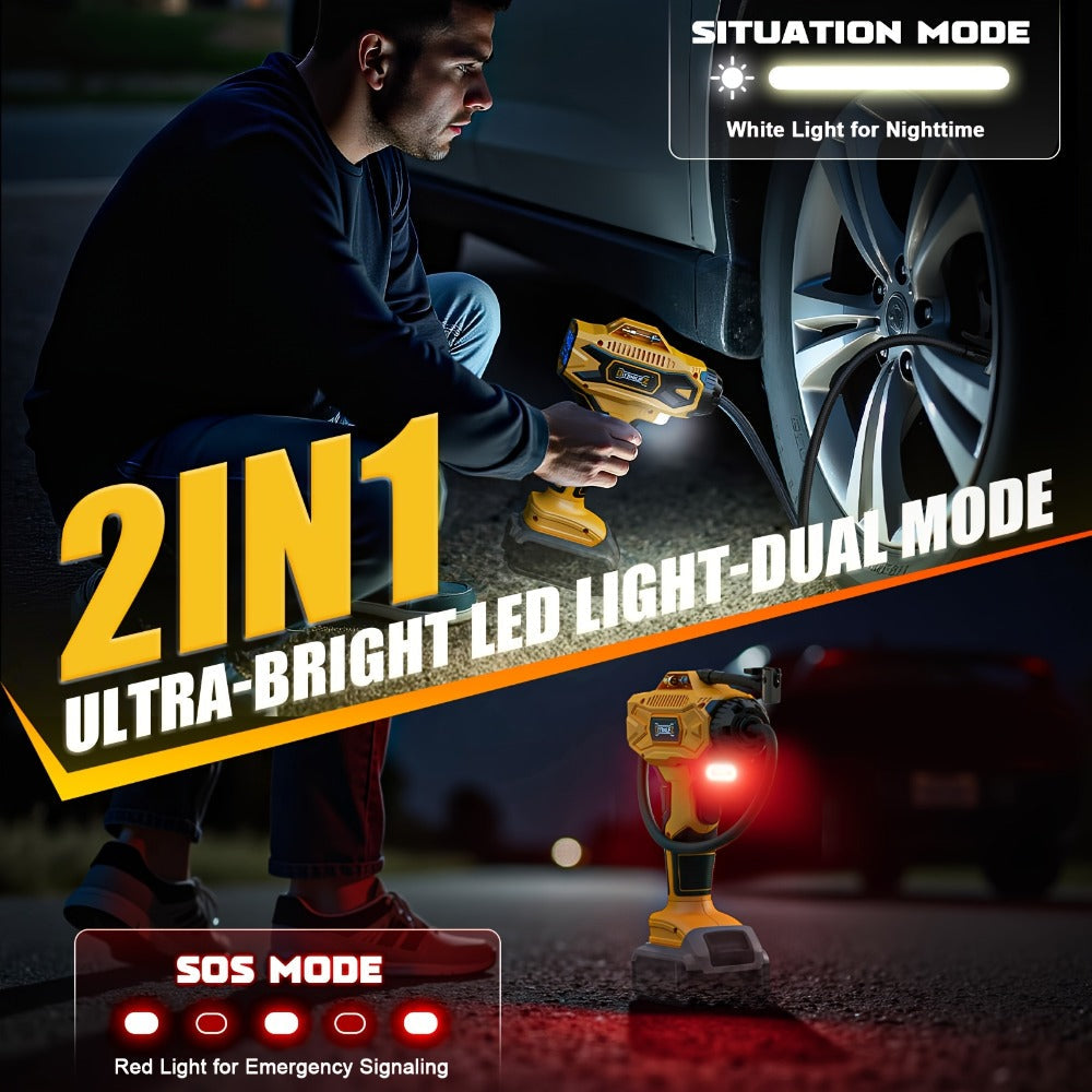 Cordless Tire Inflator 160PSI Portable Air Compressor Compatible with DeWalt 20V / 18V Battery – Digital Pressure Gauge, Fast Inflation for Cars, Motorcycles, Bicycles & Sports Balls (Battery Not Included)