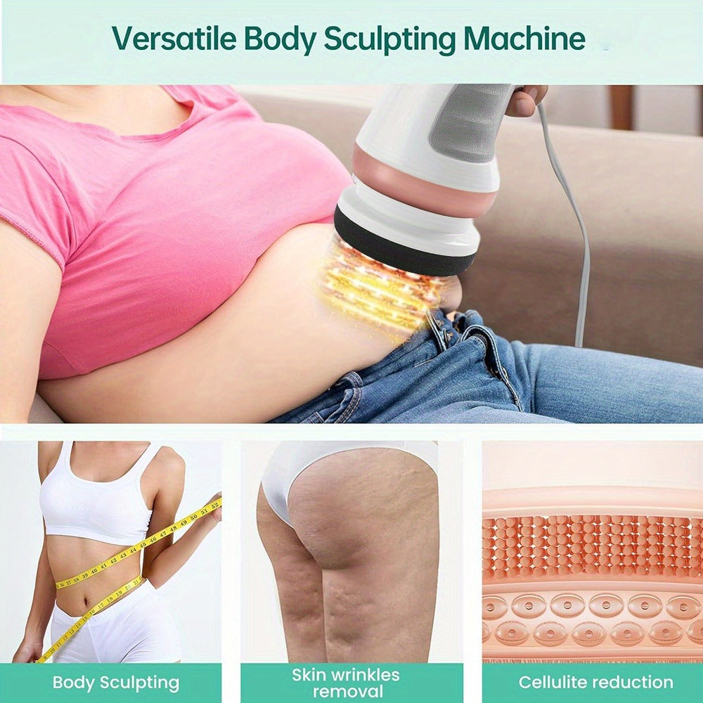 Handheld Body Massager with 5 Interchangeable Heads & 3 Washable Pads – Adjustable Vibration Intensity, Full Body Muscle Relief for Abdomen, Waist, Arms, Buttocks & Legs, Portable Electric Massage Machine