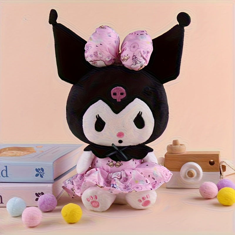 Kuromi Plush Doll, Gothic Kawaii Design with Skull Embroidery, Purple or Pink