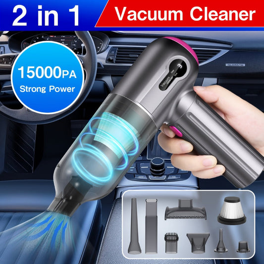 Cordless Car Vacuum Cleaner with USB Charging & Blow Function, Gray