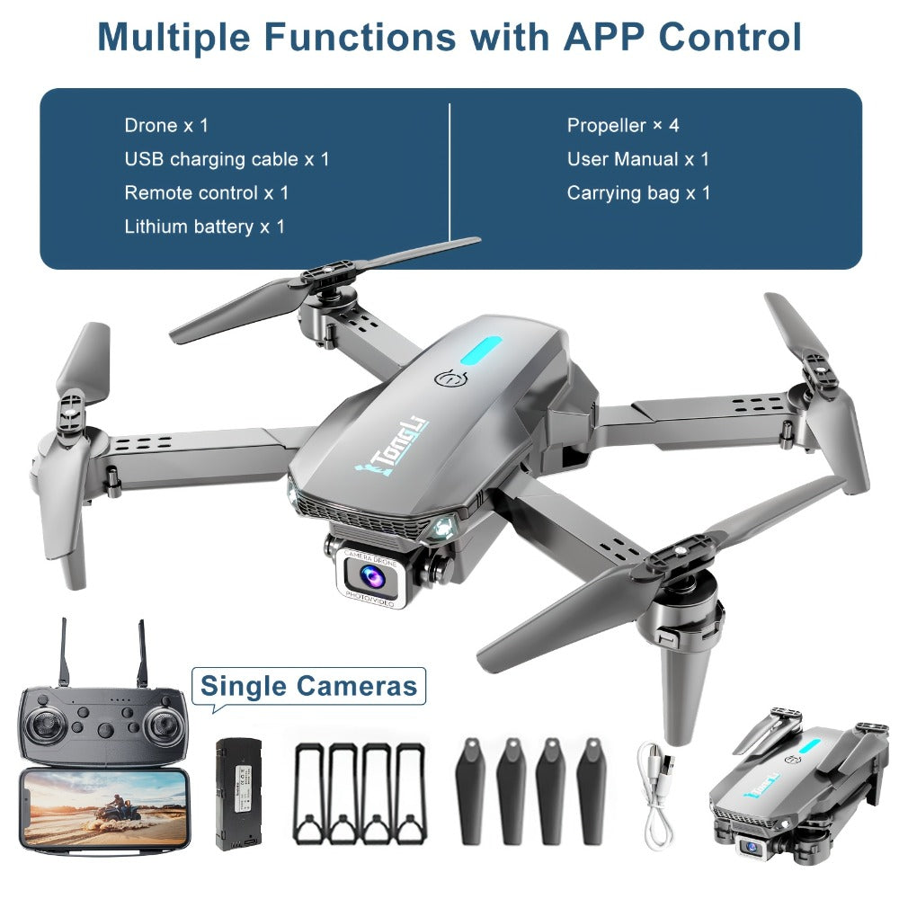 Foldable HD Camera Drone Free Storage Bag USB-C Charging 3D Flips Single or Dual Camera Built-in Screen Remote | Beginner Vlogging Aerial Photography Quadcopter Gift for Kids Teens Adults