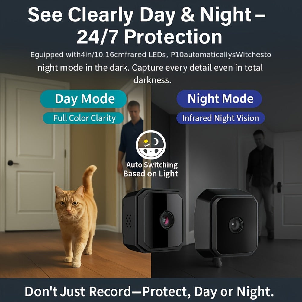 No Internet Security Camera with Color Night Vision, Built-In AP Hotspot WiFi, Two-Way Audio, Motion Detection, Real-Time App Monitoring – Indoor Home Family Baby Pet Camera