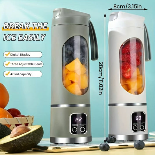 Portable Blender with LED Display and USB Rechargeable Li-Ion Battery for Smoothies