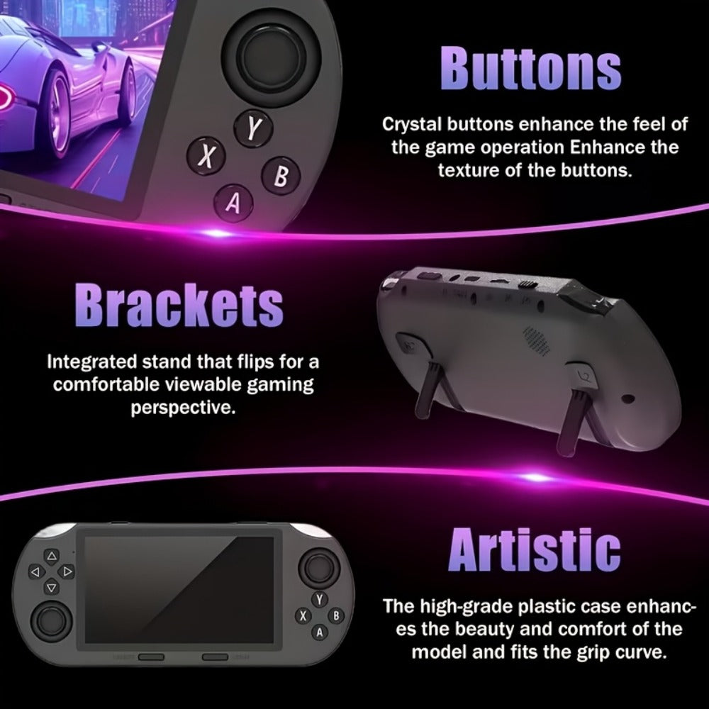 Retro Handheld Game Console Linux System 4.5 Inch HD Screen 64GB Card 3000mAh Battery - Portable Vintage Gaming Device, Perfect Birthday Christmas Halloween Gift for Kids Adults