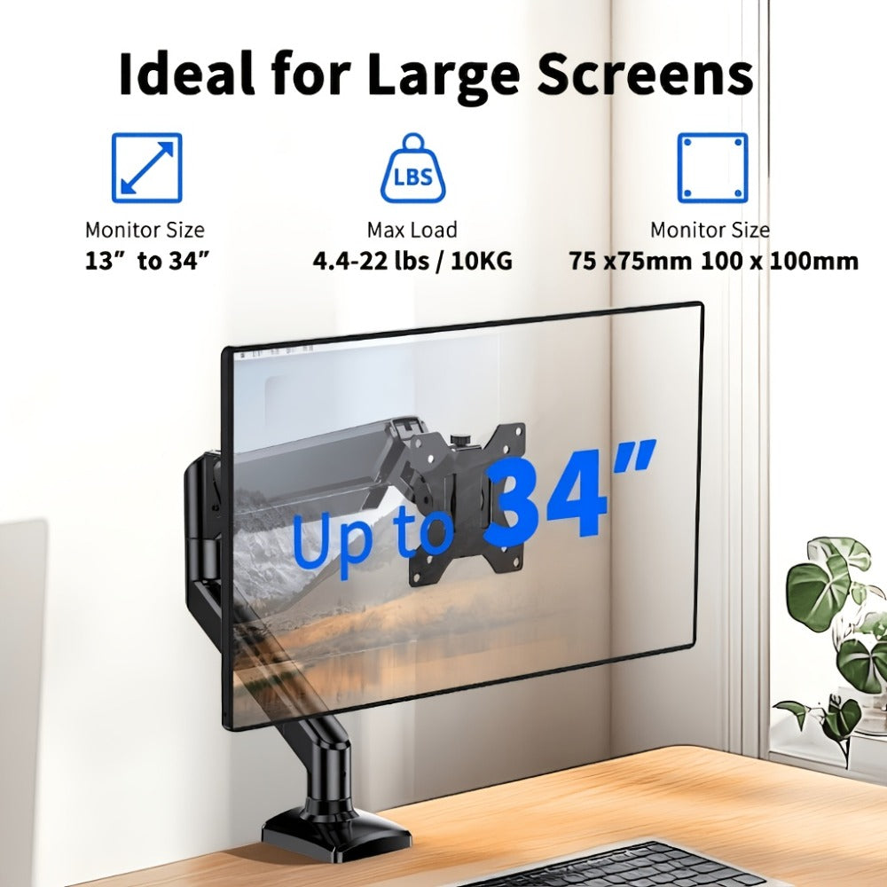 Dual Monitor Stand for 32 Inch Screens, Full Motion Dual Monitor Arm with 180° Swivel Tilt 360° Rotation, VESA 75/100mm, Max 22 lbs Each Arm, Adjustable Height for Home Office Desk Setup