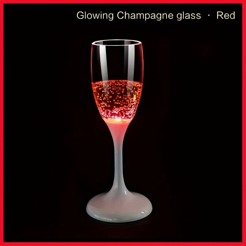 LED Light Up Champagne Flutes Set of 6 – Glow in the Dark Colored Plastic Wine Glasses for Birthday Halloween Christmas Wedding Party Favors Adults