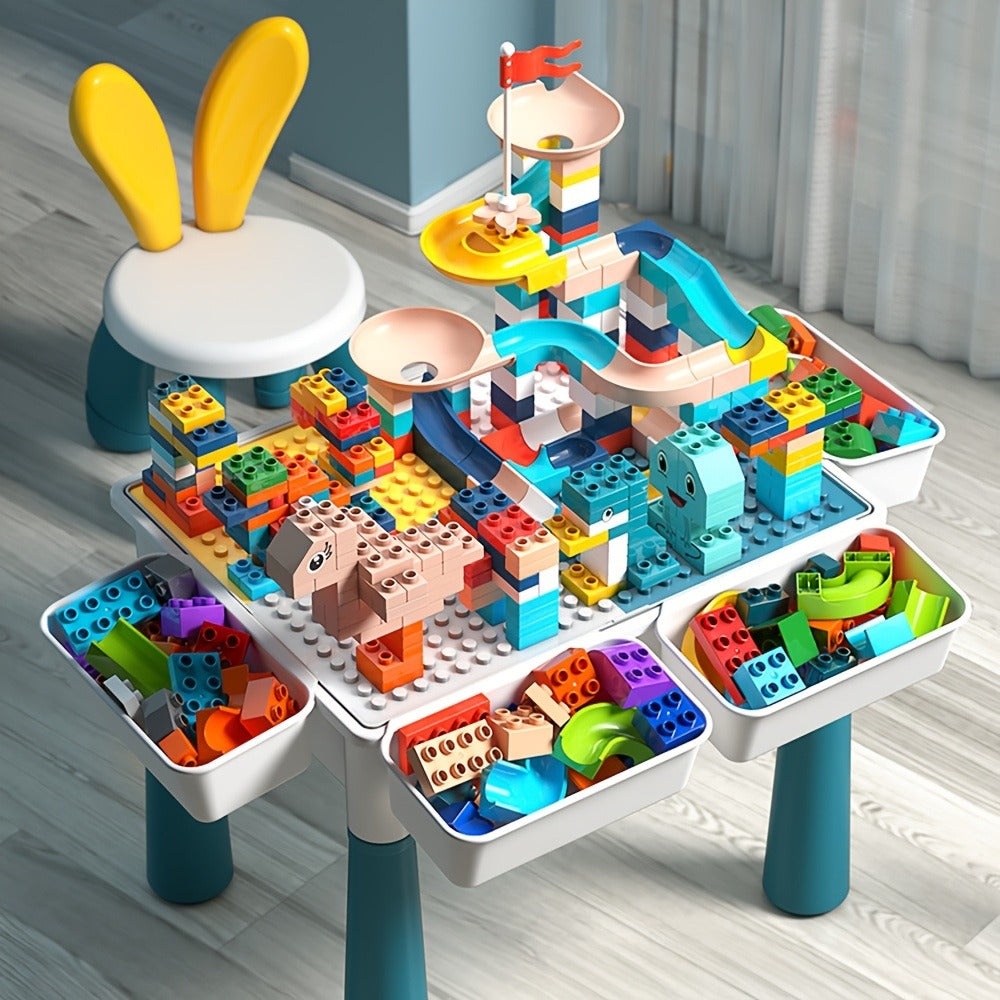 Kids Building Block Table & Chair Set with Storage, 16.5 x 12.6 in