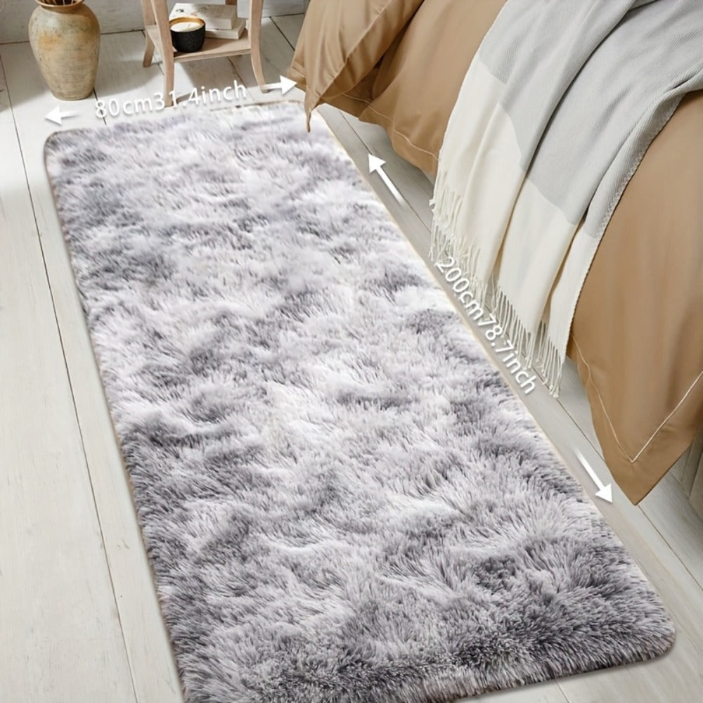 Tie-Dye Plush Fluffy Mat Absorbent Non-Slip – Luxury Soft Bathroom Rug for Living Room & Bedroom, Modern Home Decor Floor Mat, 31.5x78.7 in – Light Grey, Dark Gray, Light Pink, Black