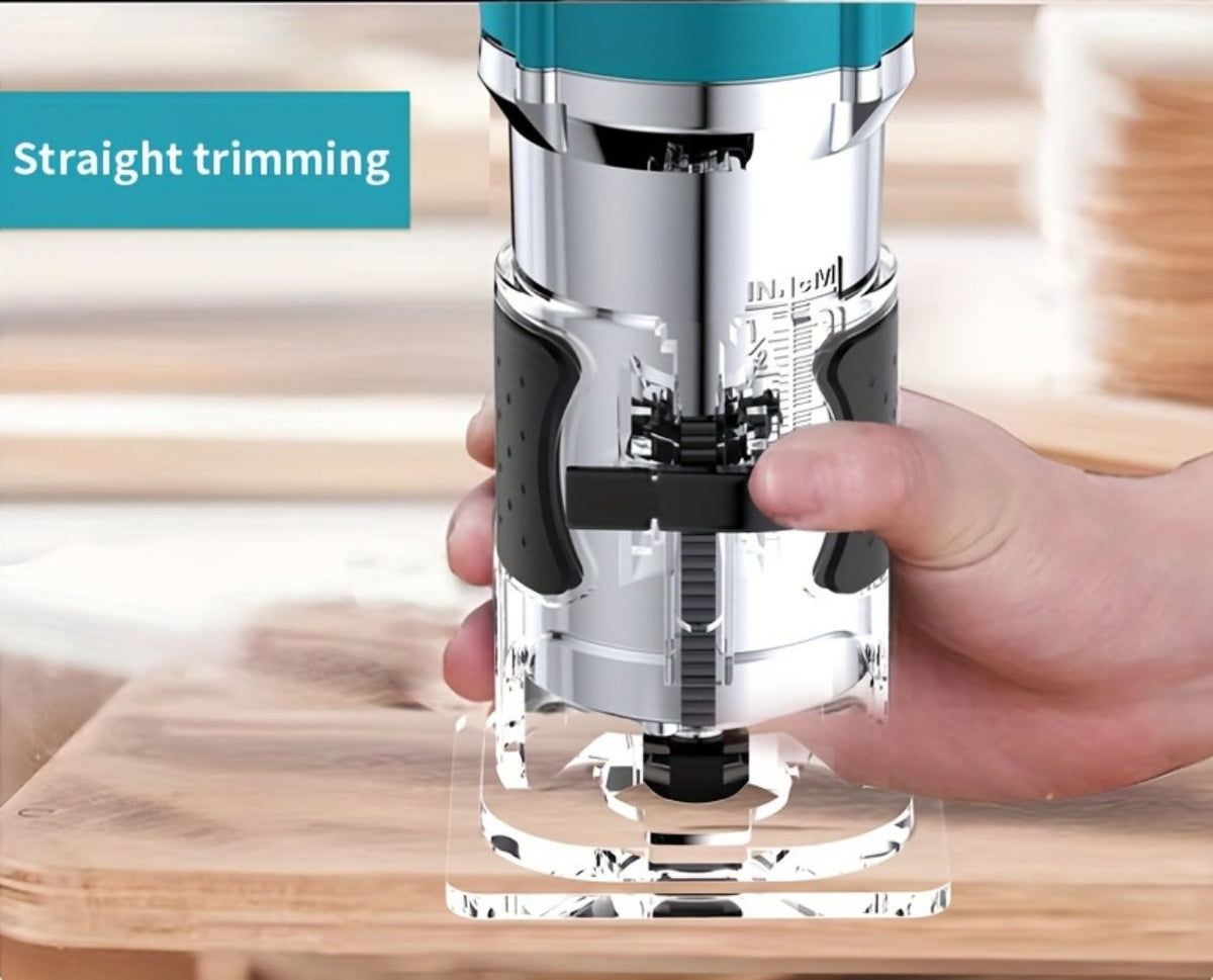 Wood Router Carving Machine Electric Trimmer – Wood Slotting, Drilling & Engraving Tool with Optional 15pc Milling Cutter Set, for Woodworking, Furniture Making & DIY Crafts