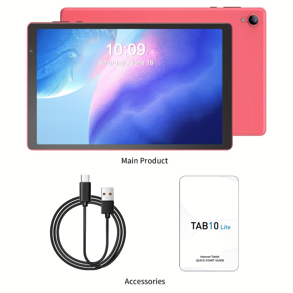 Android 14 Tablet 10 Inch 6000mAh Battery 4GB RAM 32GB ROM Quad-Core HD IPS Screen WiFi Google Play Front Rear Camera Blue Pink Gray Purple with Protective Case