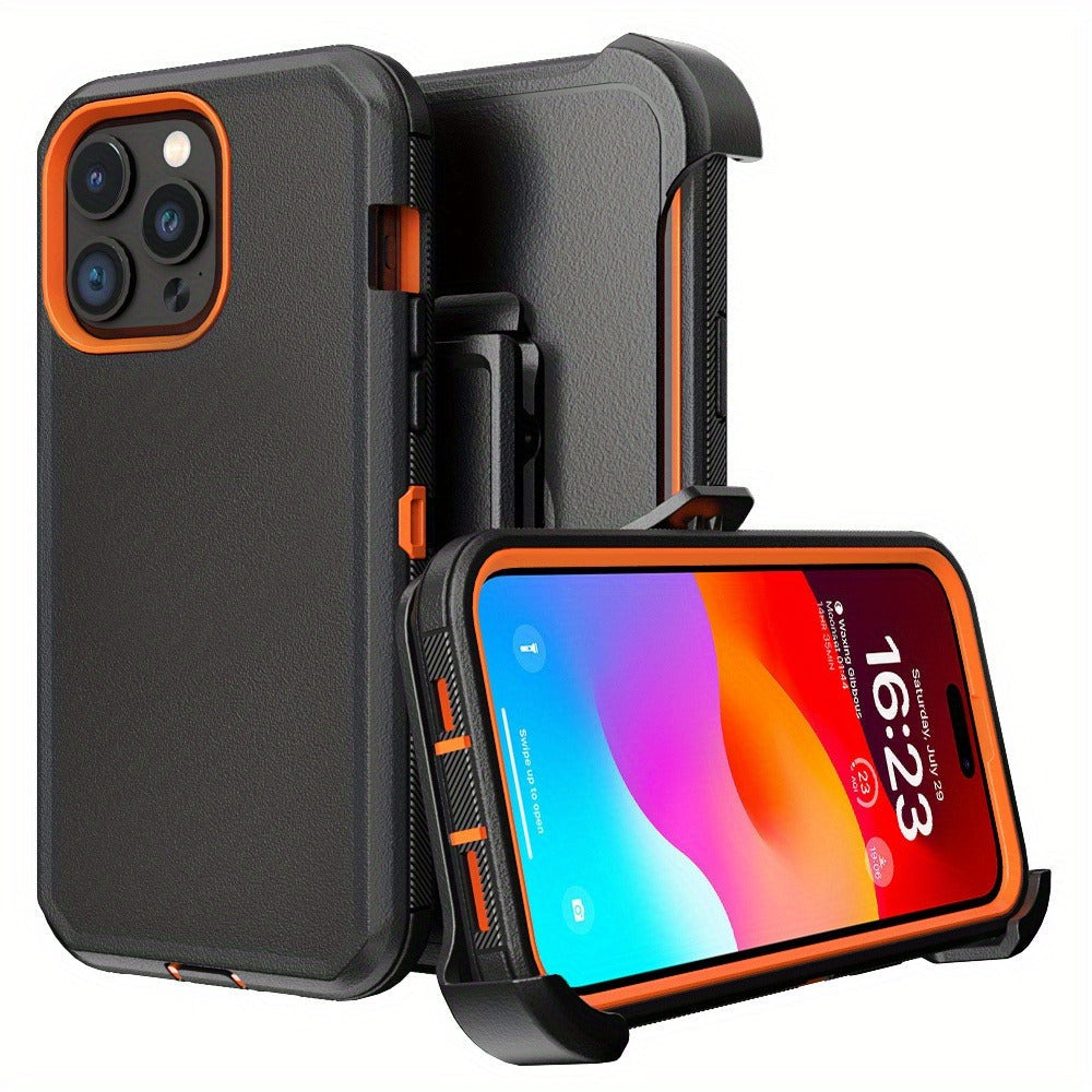 Rugged iPhone 15 Shockproof Case with Belt Clip Holster TPU PC Dual Layer Drop Protection Military Grade Cover for iPhone 15 Pro Max 15 Plus 15 Pro 15 – Heavy Duty Armor for Men Outdoor Work