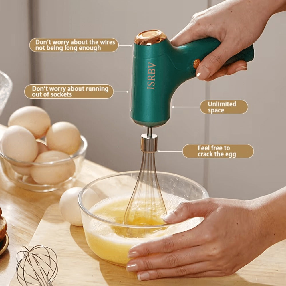 Wireless Electric Whisk Handheld Mixer - Rechargeable Cordless Egg Beater with Vertical Stand Design, Long Battery Life, Powerful Motor for Baking, Custard, Cream & Desserts, Kitchen Gift