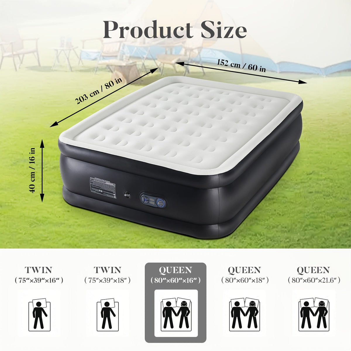 Camping Air Mattress with High-Capacity Pump - Anti-Deformation Honeycomb PVC Construction, Soft Flocking Top for Comfort, Outdoor Inflatable Sleeping Pad for Tent Camping Backpacking Adults
