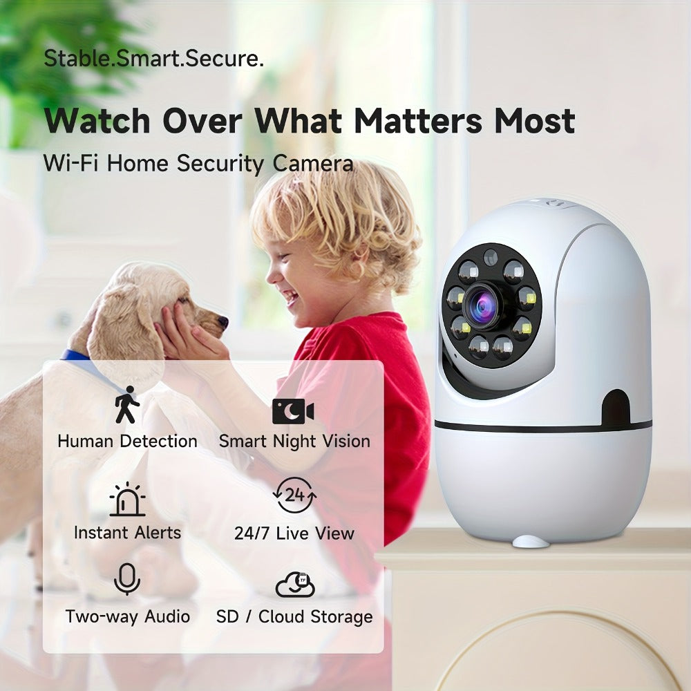 Alexa Compatible Indoor Security Camera 2-Pack, 355° Pan Tilt, Full-Color Night Vision, Dual-Band 2.4G/5G WiFi, Motion Detection, Two-Way Audio, 256GB TF & Cloud Storage – Baby Pet Home Monitor