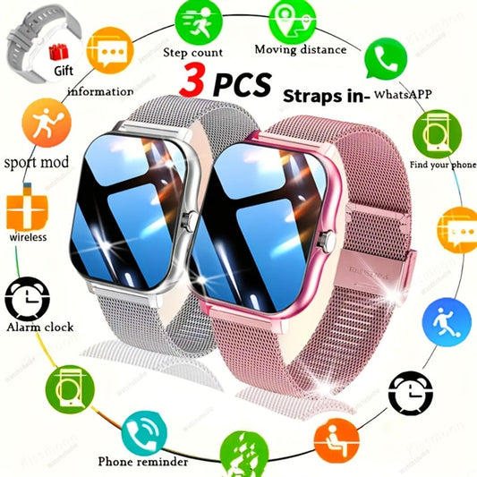 Navigation Smartwatch 1.83" Bluetooth 5.0 – Wireless Calling, Email Display, Location Navigation, Remote Camera, Music Player, Fitness Tracker – Unisex Gift Watch Black Pink Silver Gold