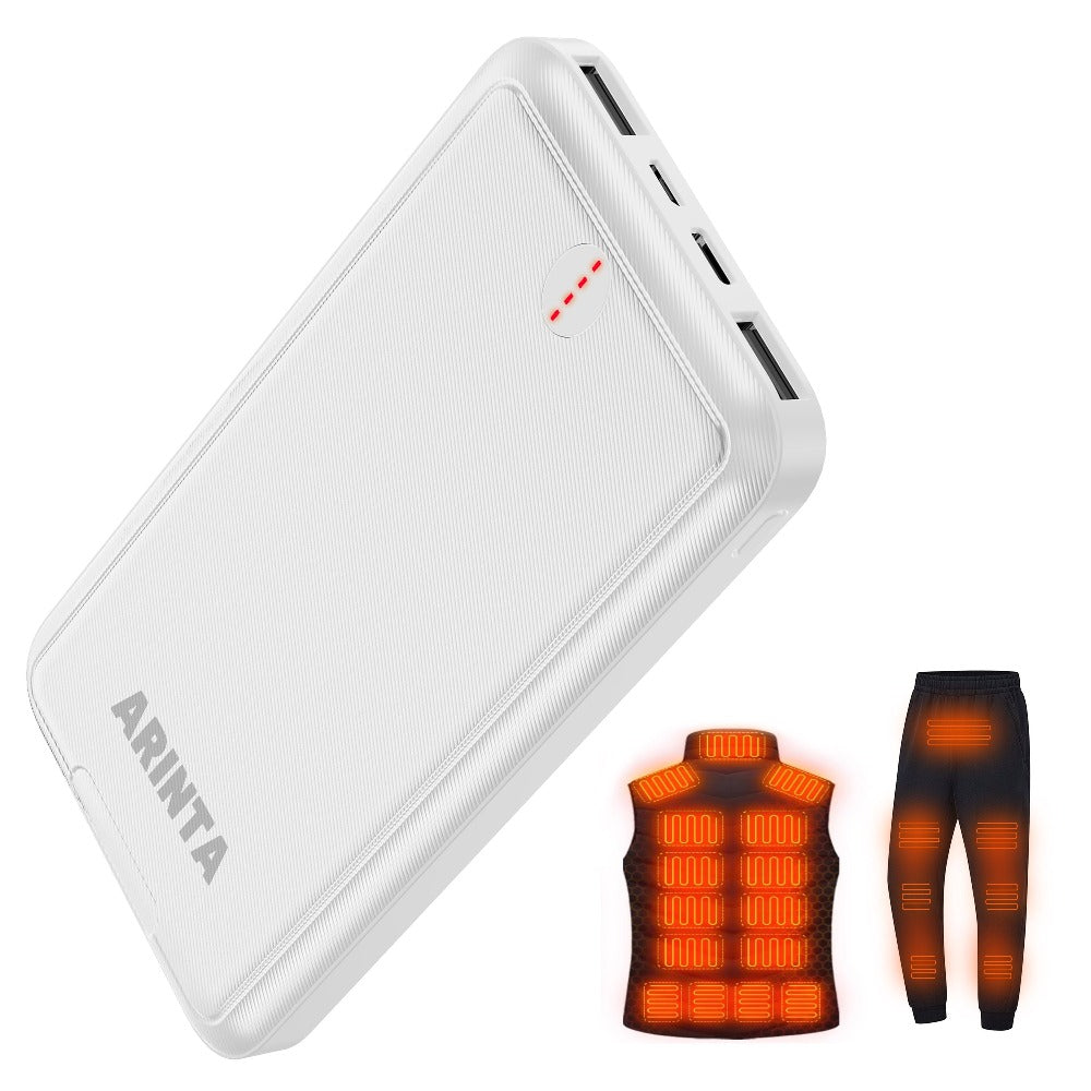 USB-C 5V Heated Vest Battery Pack 10000mAh 5V 2A Portable Power Bank for Heated Jacket Heated Gloves Smartphone Tablet Smartwatch Outdoor Winter Camping Hiking Skiing Travel