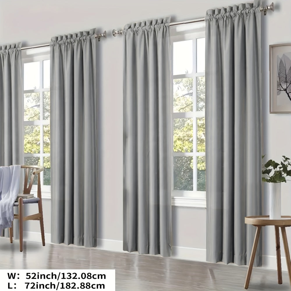 Blackout Curtains 4 Panels Thermal Insulated Room Darkening Drapes – Rod Pocket, Energy Saving, Solid Color for Bedroom & Living Room, 7 Colors & Multiple Sizes