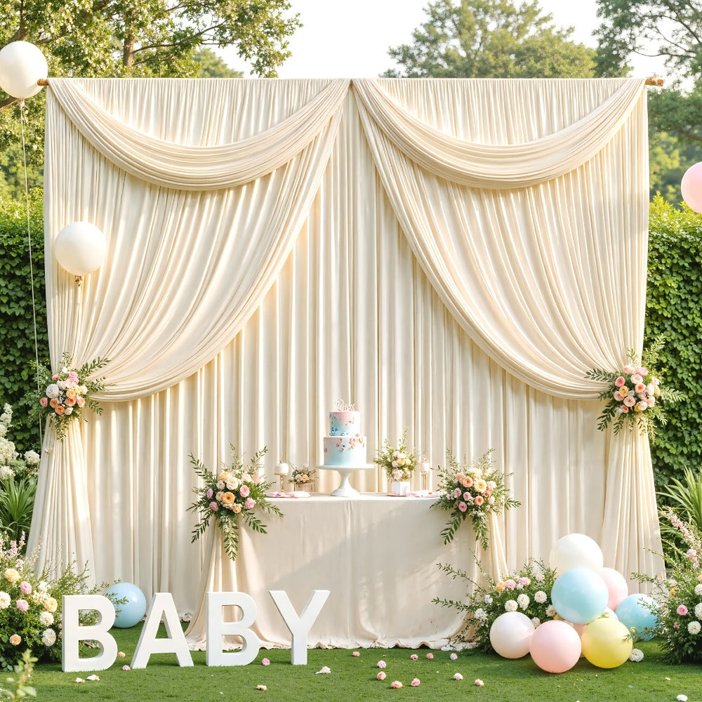 10x10Ft Polyester Photography Backdrop 2-Pack – Photo Booth Background Curtain for Party, Birthday, Wedding, Holiday, Stage & Exhibition Decoration, Wrinkle-Free, Machine Washable, Easy Pole Install