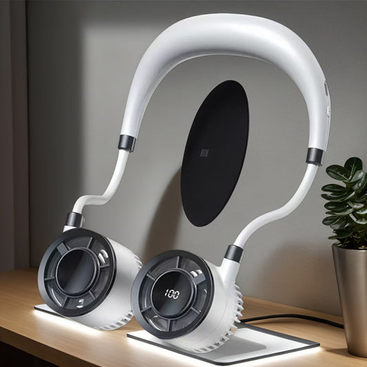 Wearable Neck Fan with USB Charging and Adjustable Speeds for Hands-Free Cooling