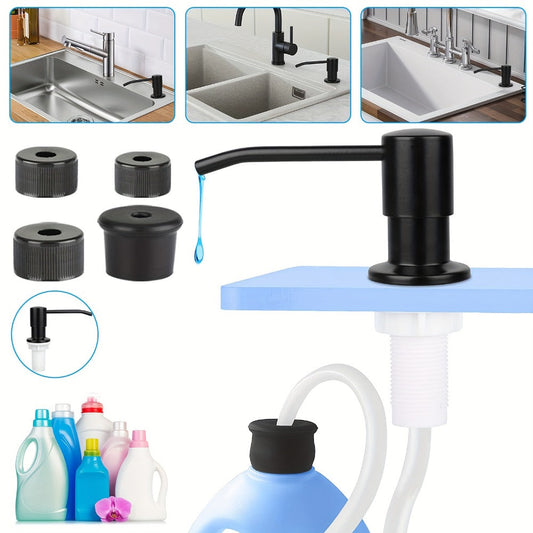 Sink Soap Dispenser in Black Stainless Steel with 47-Inch Tube and Rotating Pump