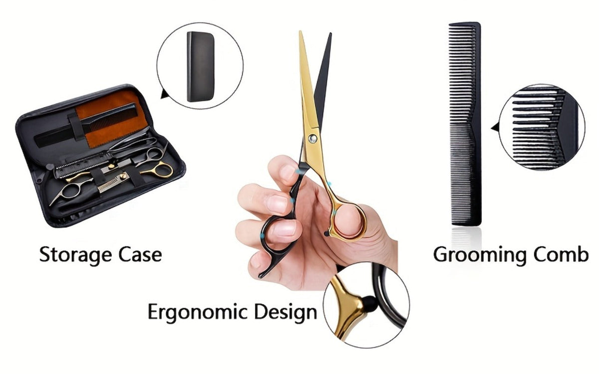 Hair Cutting Scissors Kit 13 Piece - Professional Barber Shears Set with Thinning Shears, Blending Scissors & Accessories, Complete Salon Home Haircut Kit for Men & Women All Hair Types