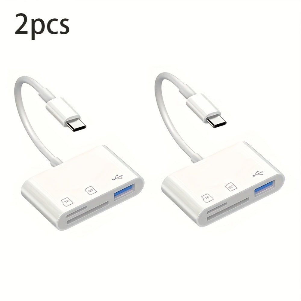 USB-C OTG SD Card Reader Adapter 2-Pack – Type-C to SD & Micro SD/TF Memory Card Reader for iPhone, Android, Windows Laptop | Camera Data Transfer Adapter