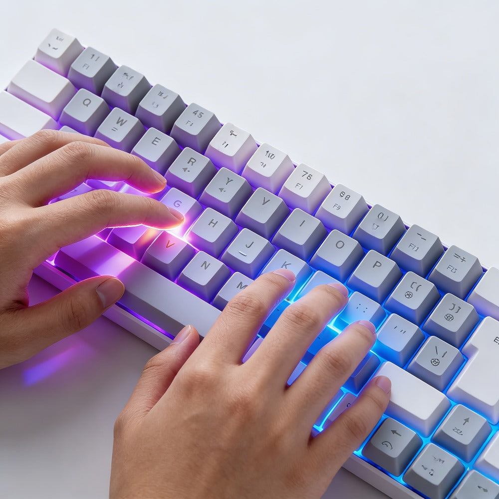 RGB Gaming Keyboard 68 Key Wired Mechanical Feel with RGB Backlight Film Switch Keycap Detachable Cable Compact TKL Layout for Gaming Office PC – 61/68 Key Multi-Color Options (K701)
