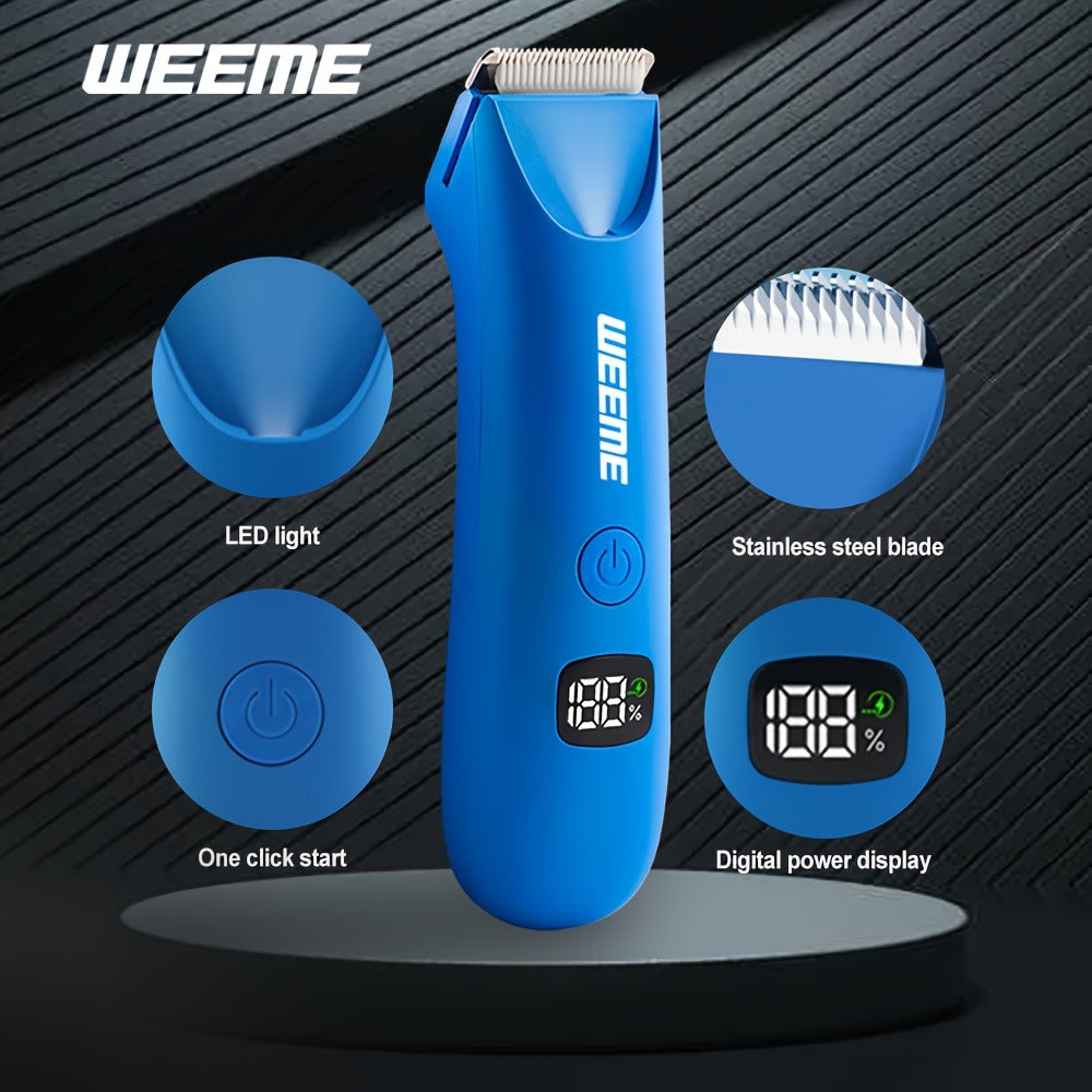 Men's Body Hair Trimmer USB Rechargeable - Chest, Leg & Armpit Hair Trimmer with LCD Display & LED Light, Cordless Electric Body Groomer for Men, Gift for Dad, Husband, Son, Birthday & Father's Day