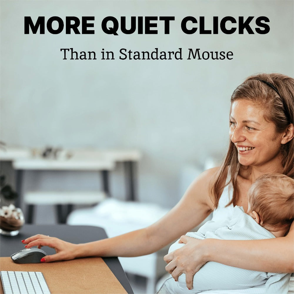 Silent Wireless Mouse Ergonomic Quiet Click – 2.4GHz, 18-Month Battery, 800/1200/1600 DPI Optical Sensor, Plug & Play Nano Receiver for PC, Laptop, Chromebook & Mac | Gray & Black