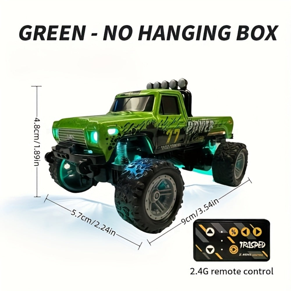 Mini RC Car – 1/64 Scale Alloy Off-Road Monster Truck with 2.4GHz Remote & Shock Absorbers