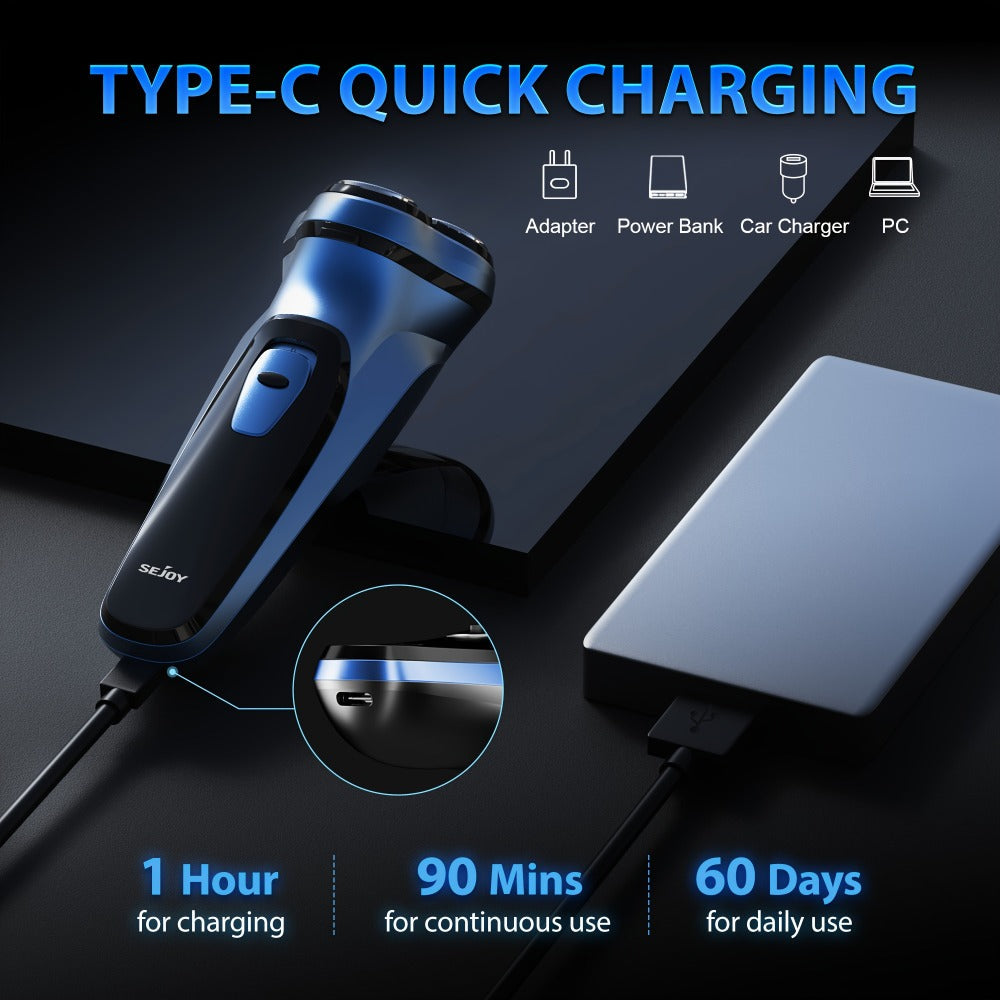 Cordless Electric Razor for Men Rechargeable Fast Charging Washable Heads Face Shaver — Smooth Close Shave Portable Electric Shaving Machine for Travel & Daily Use, Grooming Gift for Him