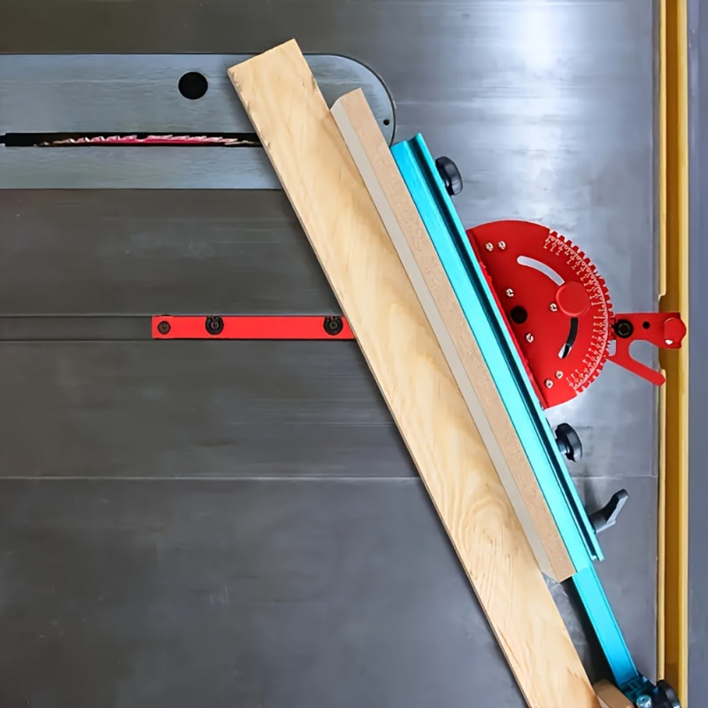 400mm Woodworking Angle Gauge with Adjustable Fence & Guide Rail – Precision Miter Measuring Tool Compatible with 30mm & 45mm T-Track for Table Saw Router
