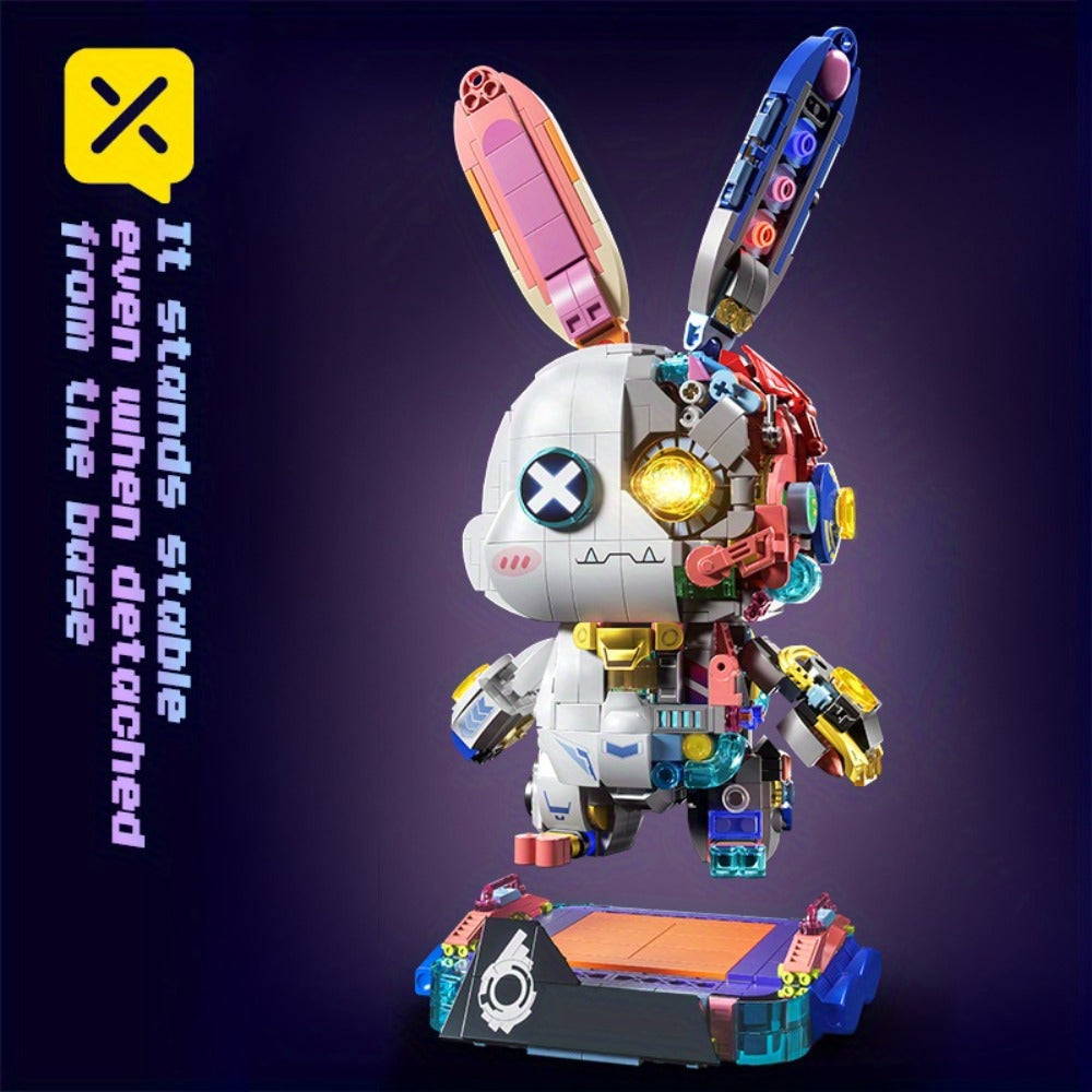 Mechanical Rabbit Building Block Display Model, Pink Punk Style
