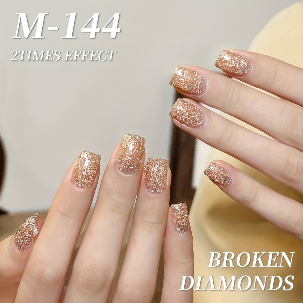 Glitter Gel Nail Polish Set 5 Colors Pastel Sparkling Diamond Shimmer – Soak-Off LED UV Semi-Permanent Gel Varnish Photo Frame Bottle Spring Summer Nail Art Kit for Women Home Salon Manicure Gift