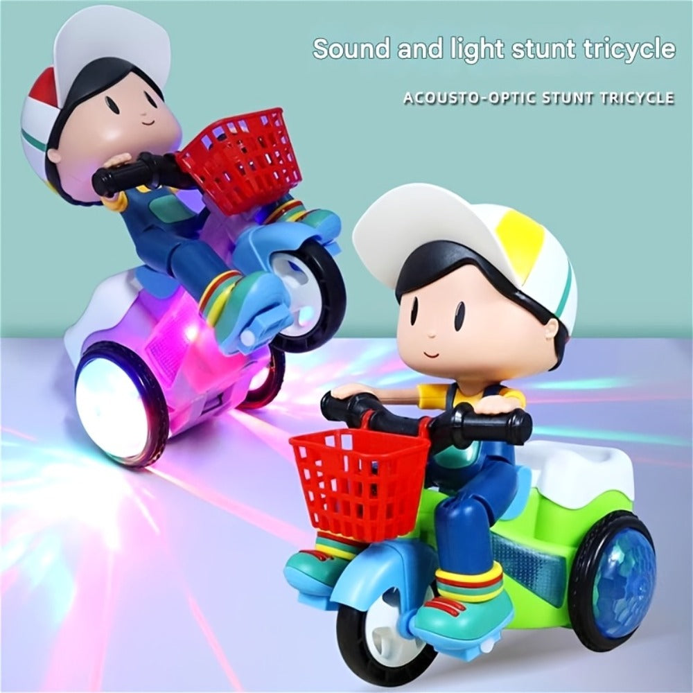 Kids Electric Tricycle Toy Motorcycle with 360° Rotation and Luminous Lights