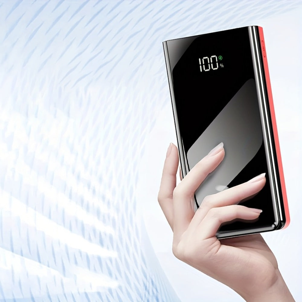 50000mAh High Capacity Power Bank Portable Charger LED Display USB-C Micro USB Fast Charging Multi-Port Emergency Backup Battery for iPhone Android Camping Outdoor Travel Black Red